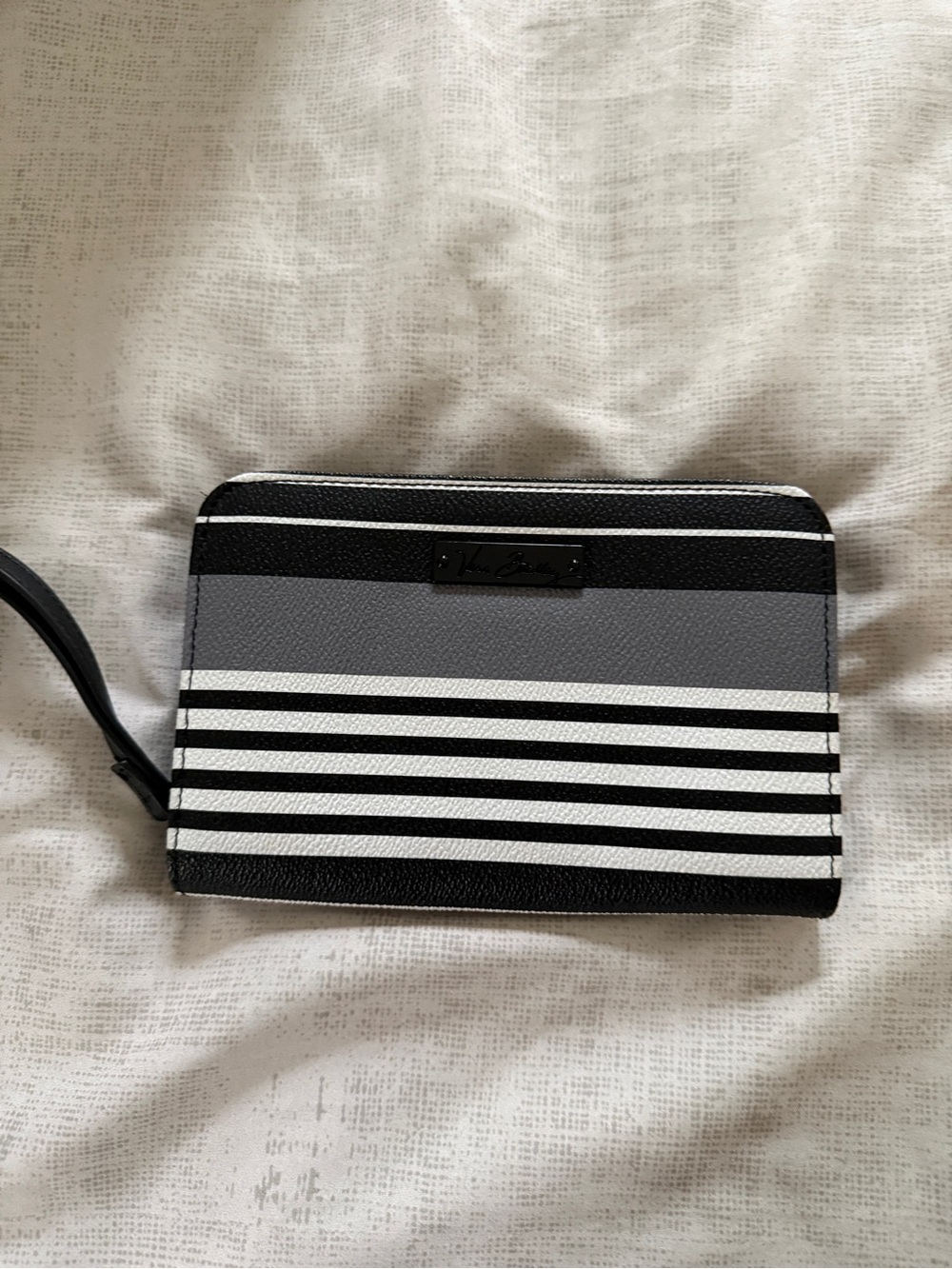 Vera Bradley Black, Gray & White Striped Wristlet